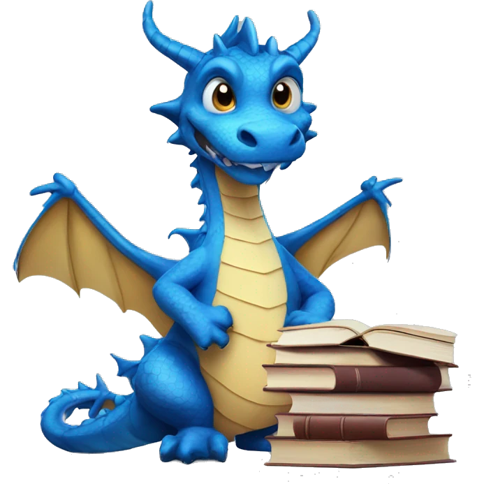 Blue Dragon with Books etudy emoji