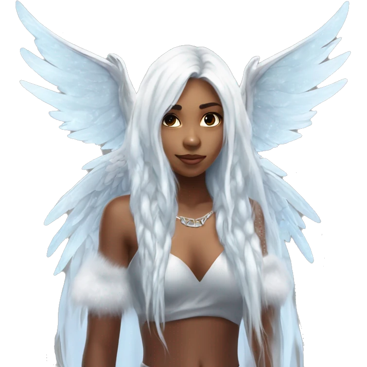 big wings, hood, silver, icy ,snowflake, Beautiful, fairy, long hair emoji
