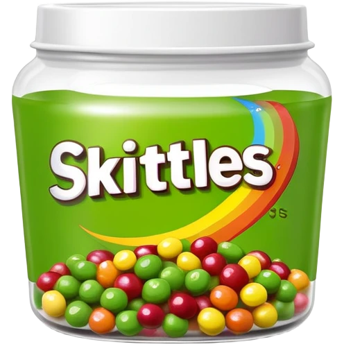 Extremely simple Skittles package design with only green candies, minimalist style emoji