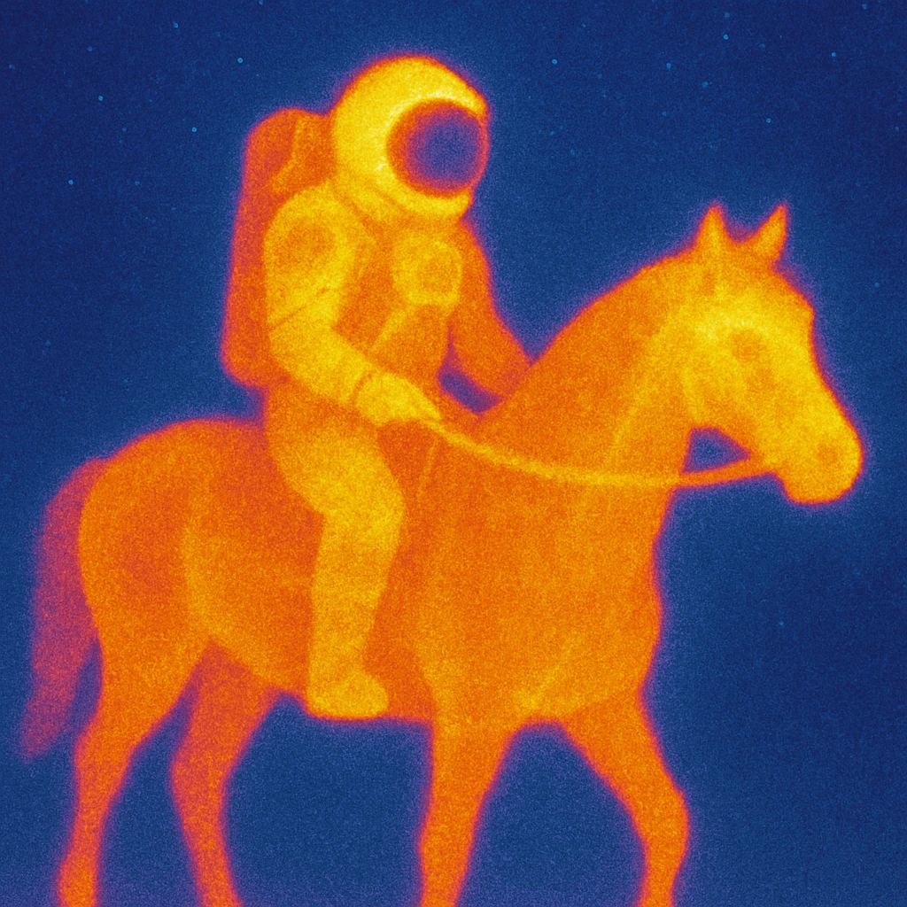 astronaut on horseback with stars in background emoji