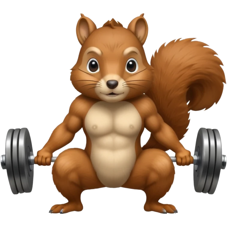 Squirrel squatting with weights emoji