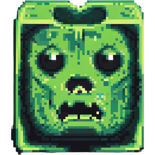 ultra-blocky minimal pixel art Minecraft creeper face with few large square pixels emoji