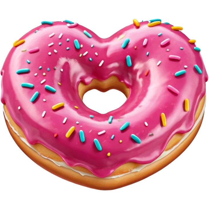Realistic isolated heart shaped donut with pink frosting. emoji