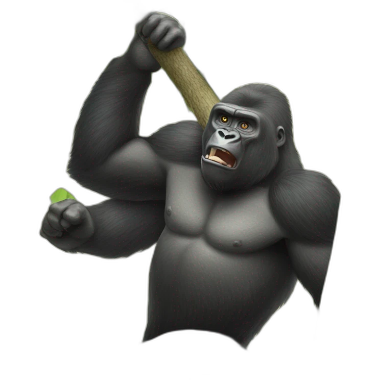 A gorilla slamming a tree emoji