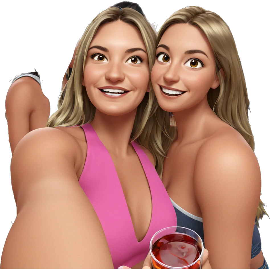smiling girls enjoying drinks emoji