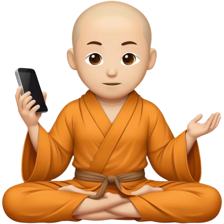 a mobile Phone covered in a monk robe in yoga position emoji