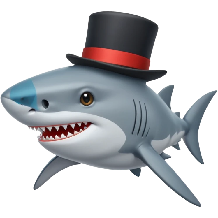 Shark with a top hat emoji