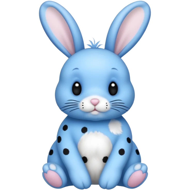 A blue bunny with big black polka dots around the bunnies body emoji