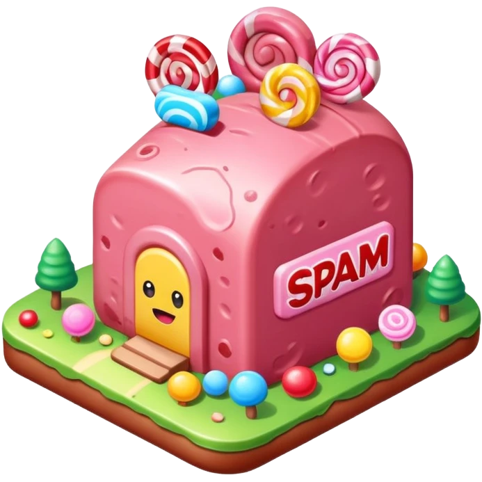 kawaii style SPAM MEAT candy land landscape  emoji