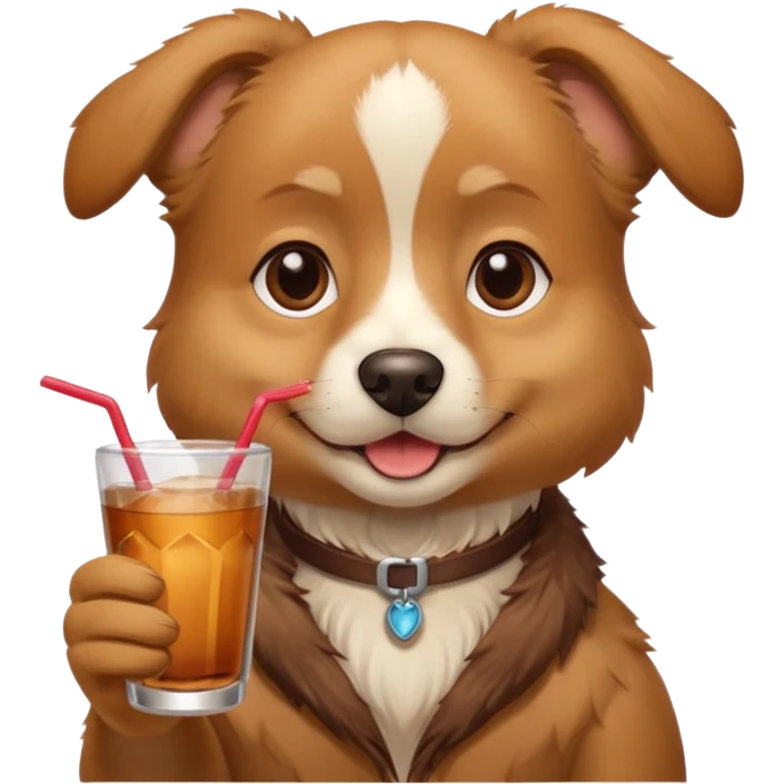Chien avec une boisson emoji