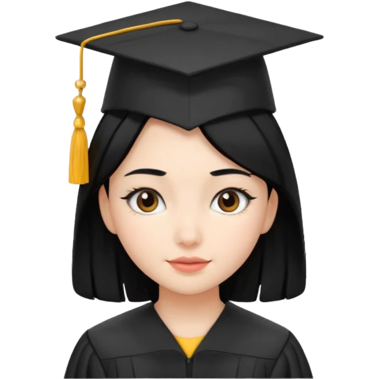 girl with beautiful black hair and graduation hat emoji