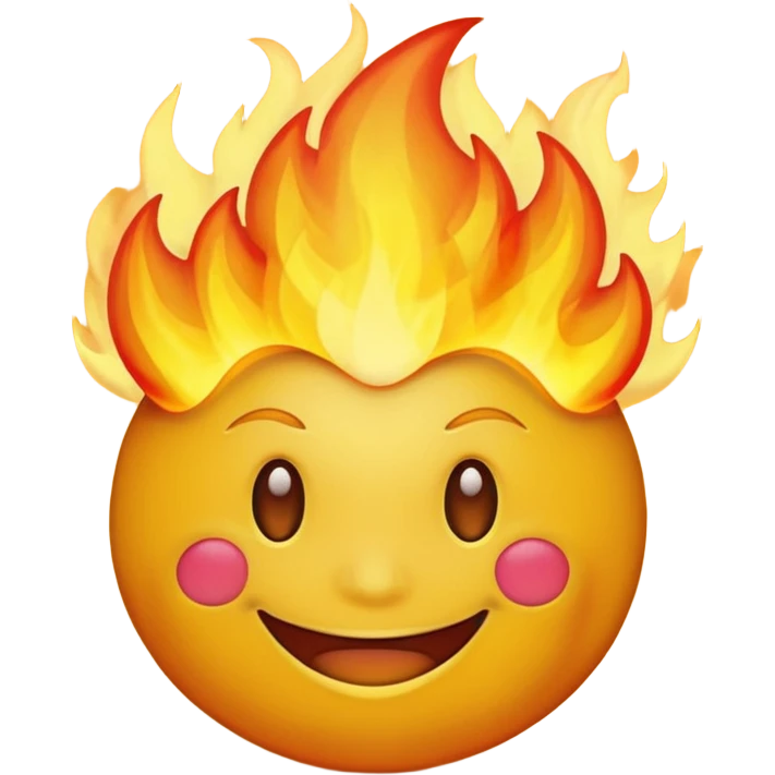 Do a very happy emoji with fire in its head emoji