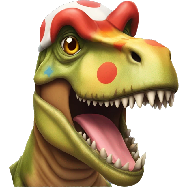 T-Rex with a clown wig emoji