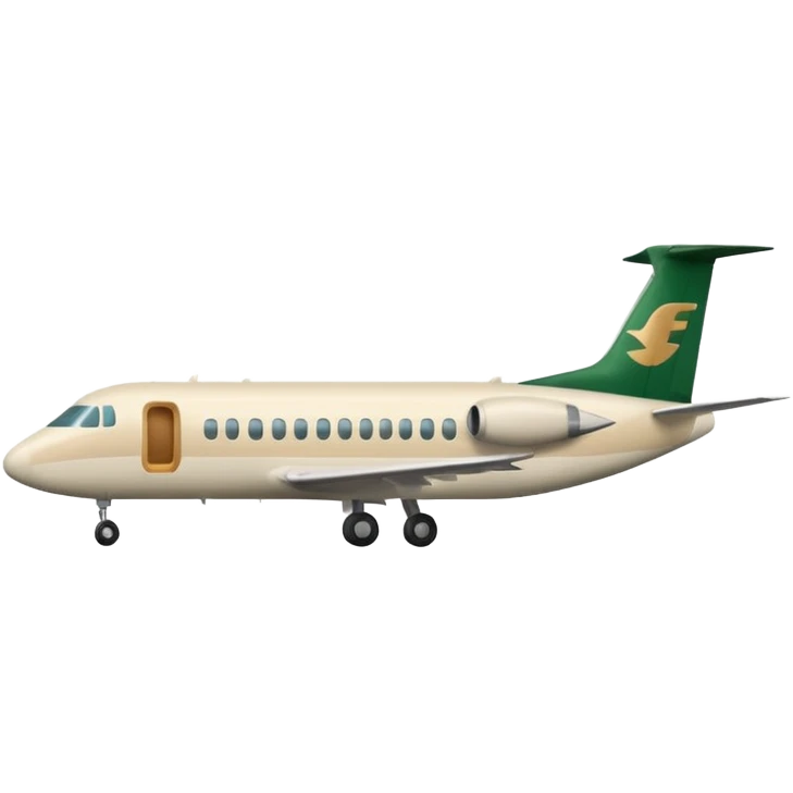 light beige airplane with dark green logo on fuselage, emoji style emoji