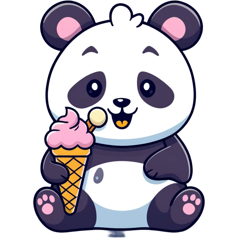 Panda eating ice cream emoji