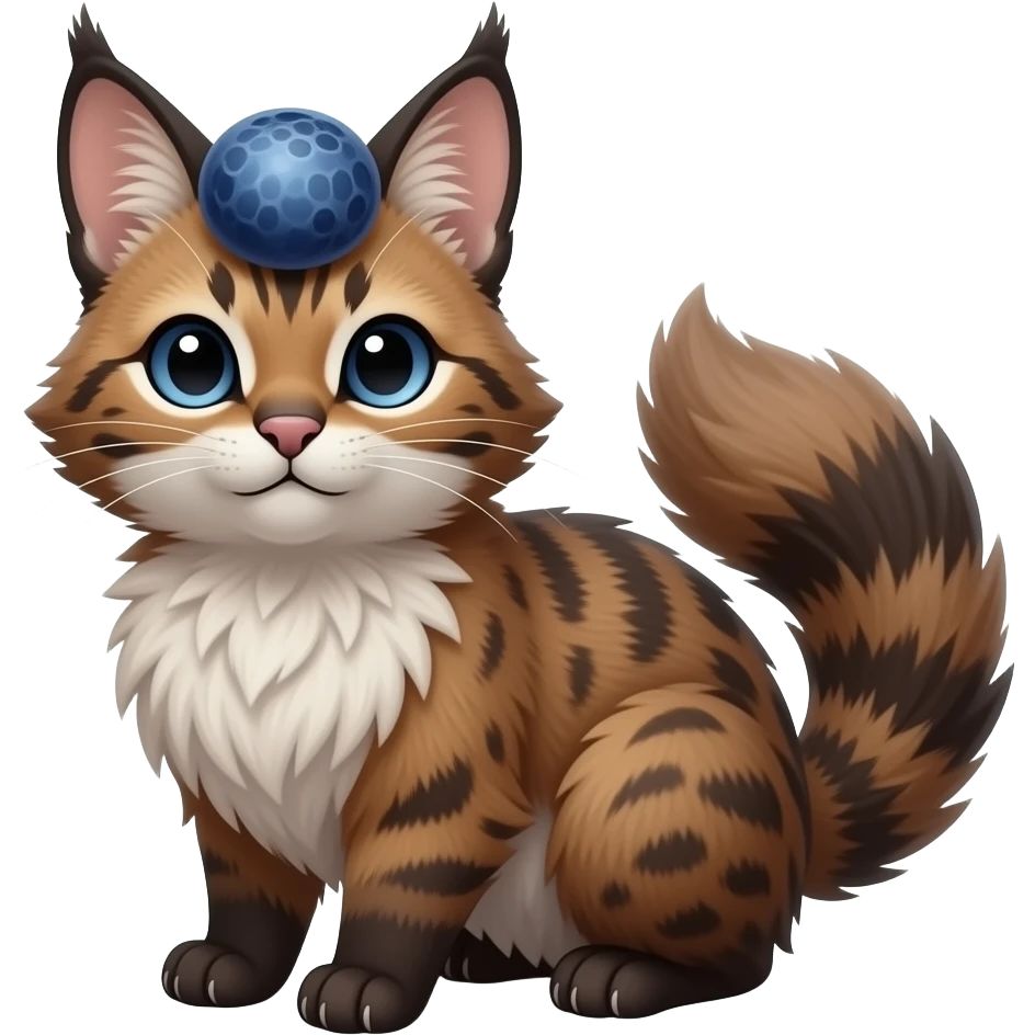 Blueberry-themed puffy fluffy thick bushy brownish soft realistic romantic vintage antique divine beautiful elegant pretty precious cute young youthful Fakémon-Pokémon-feline-Zeraora-Jolteon-serval-caracal-chinchilla-Minccino-Cinccino-Meowstic-rodent-hybrid-creature (full body) emoji