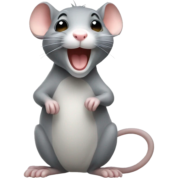 cute grey rat with smiling face emoji