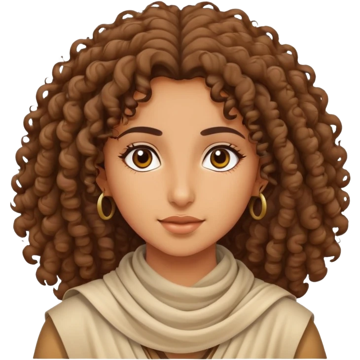 Curly head Arabic girl in desert  emoji