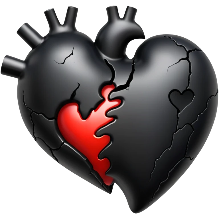 black broken heart oozing black goo from the bottom of the heart emoji