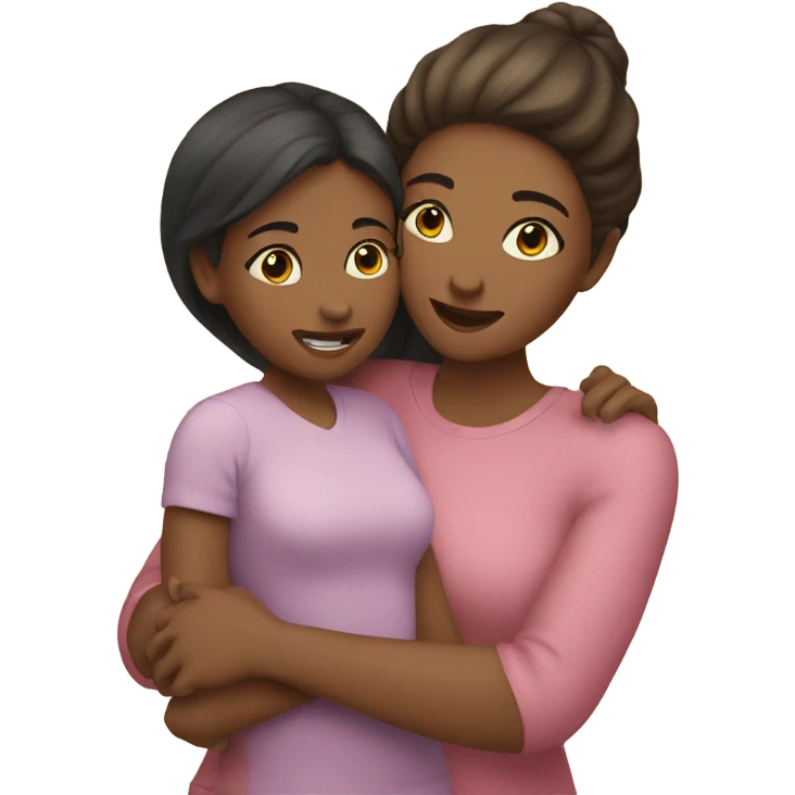Mom and daughter hugging  emoji