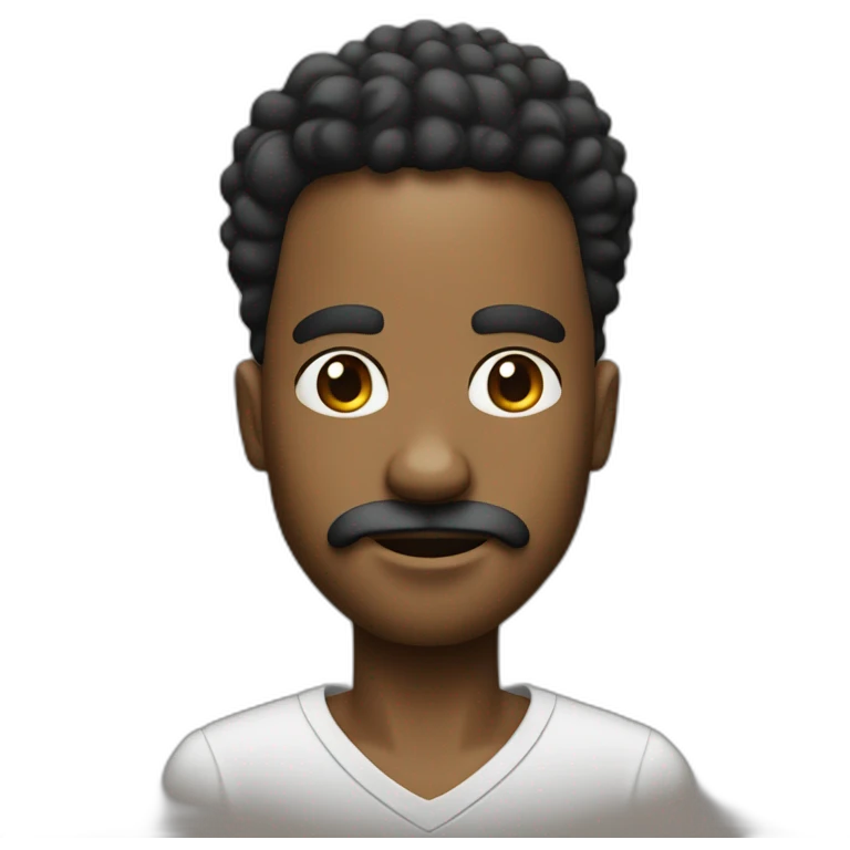 20 years black men with mini twisted afro and a small goatee and moustache emoji