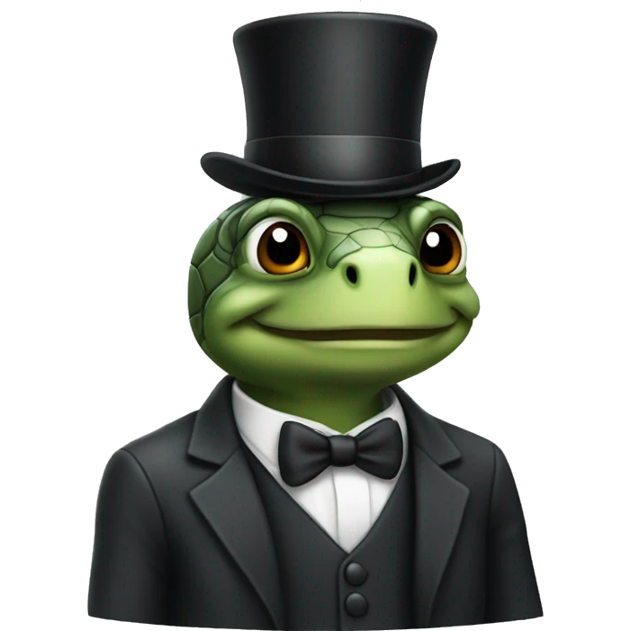 turtle in suit and tie and top hat emoji