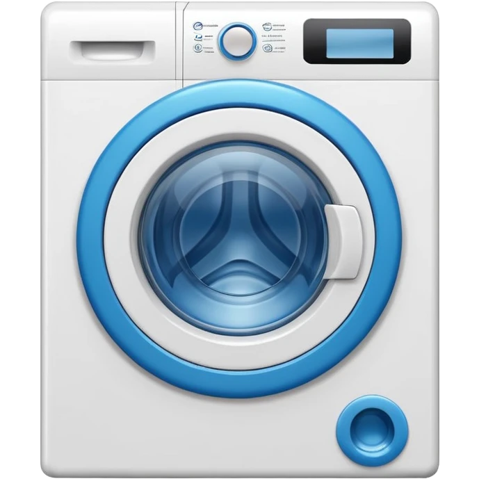 “Minimalist washing machine emoji, white outline with blue circle window, simple and clean design” emoji