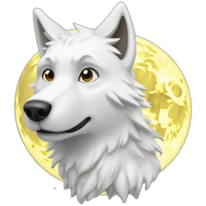Loup blanc qui hurle a la lune emoji