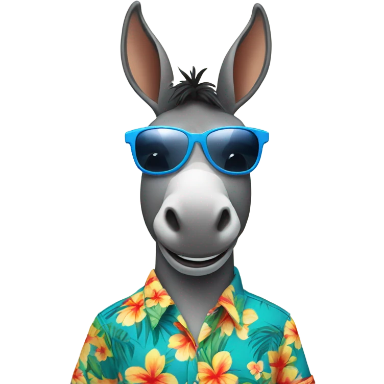 Donkey with sunglasses and a Hawaiian shirt emoji