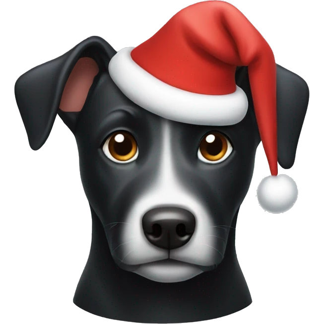 Black dog wearing a christmas hat  emoji