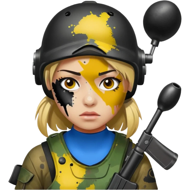 paintball player face girl emoji
