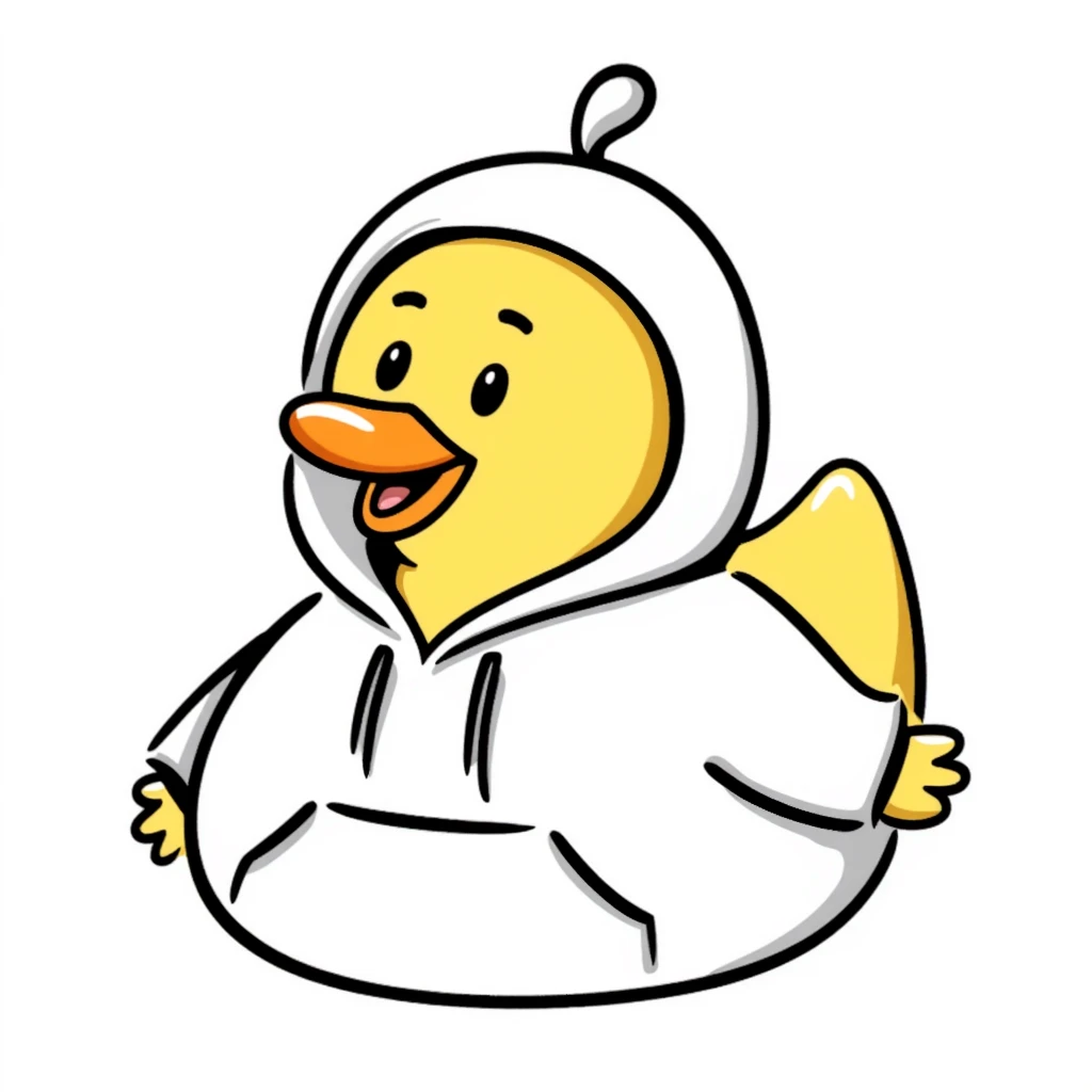 Hand-drawn rubber duck wearing a cozy hoodie emoji