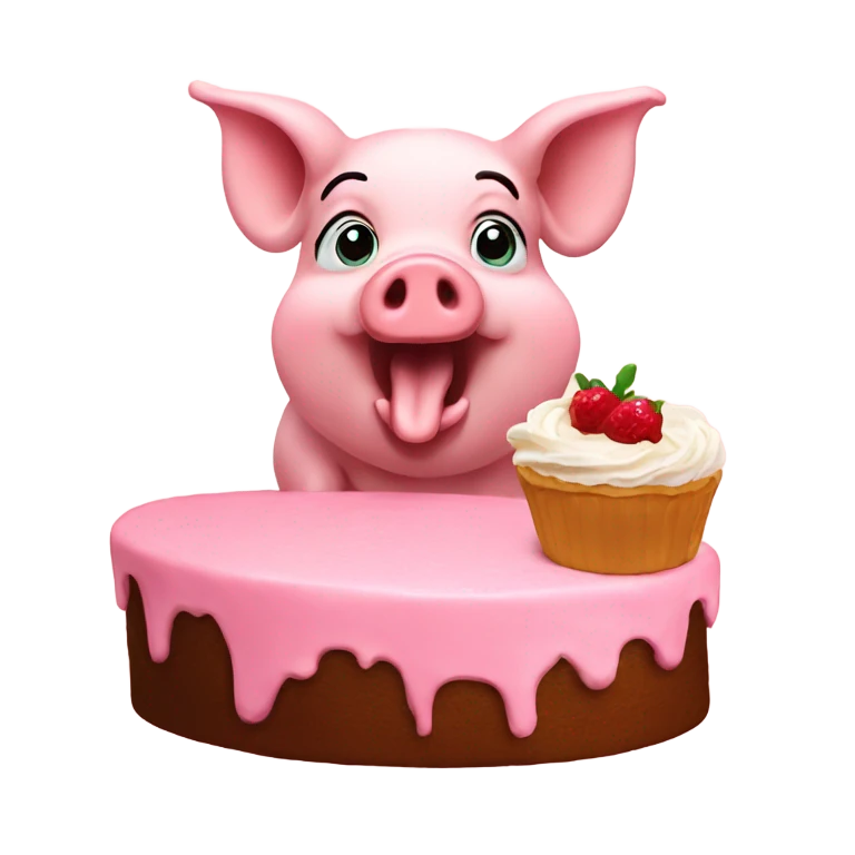 Pig eating cake emoji