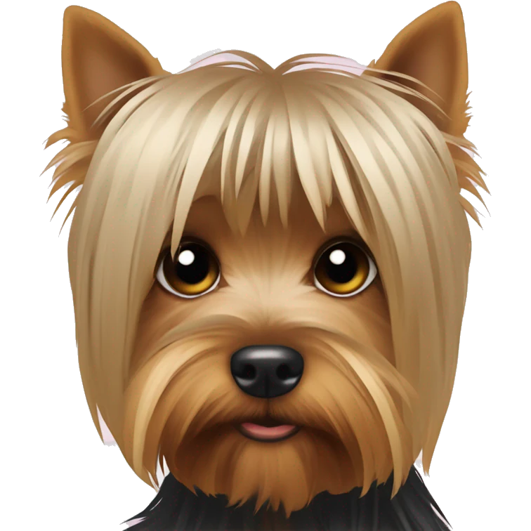 Yorkshire Terrier long hair covering his face only one eye emoji