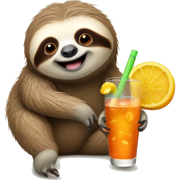 happy sloth with spritz emoji