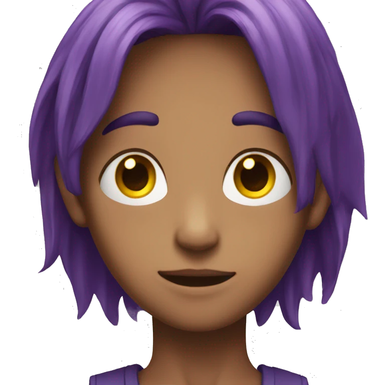 A boy with purple hair and and yellow eyes that's 6,4 feet tall emoji