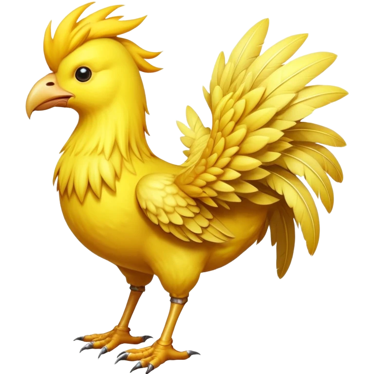 A classic yellow chocobo bird from Final Fantasy, large bird with small wings and long legs emoji
