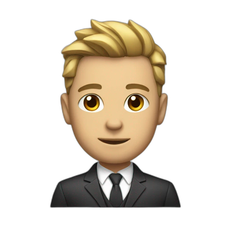 small and muscular guy with suit emoji