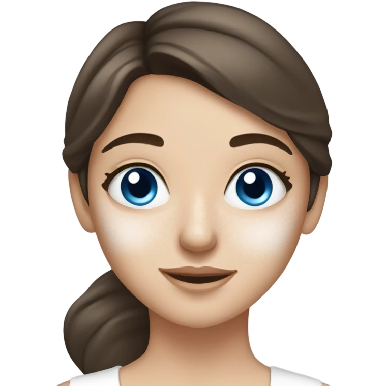 White Skin care on white freackles skin of a brunett blue eyed girl using skin care emoji