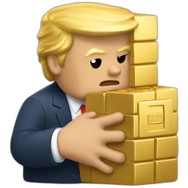 Trump hugging gold brick emoji