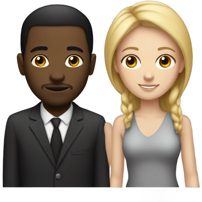 white woman black man emoji