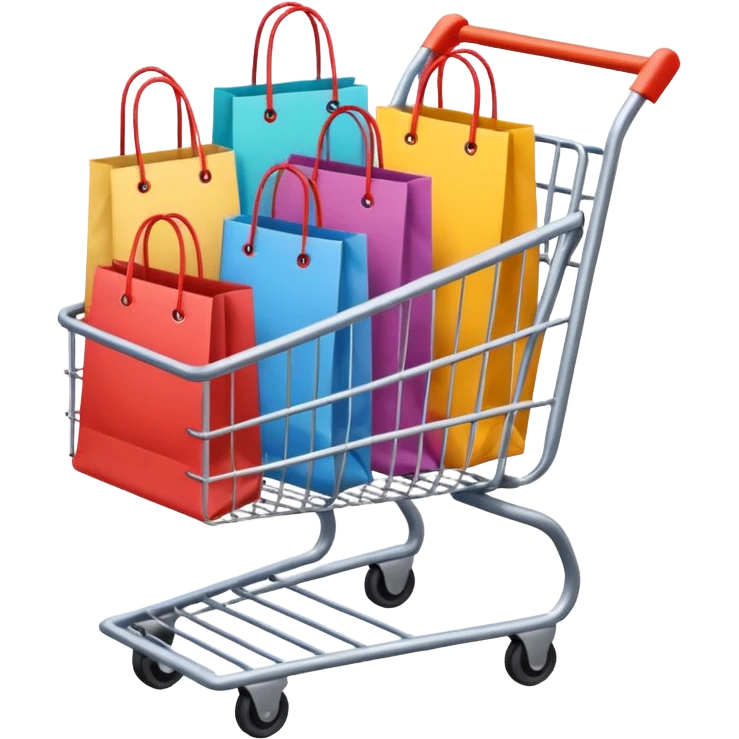 einkaufstüten im einkaufswagen emoji