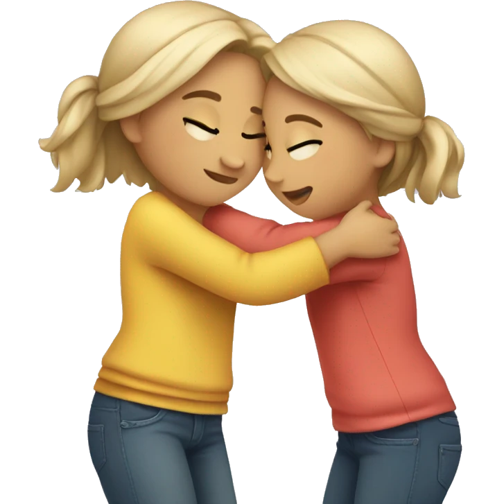 two girls are hugging  emoji