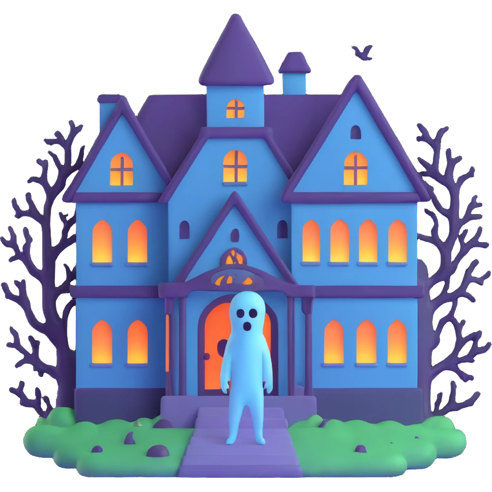 ghost boy in a haunted house, spooky lighting emoji