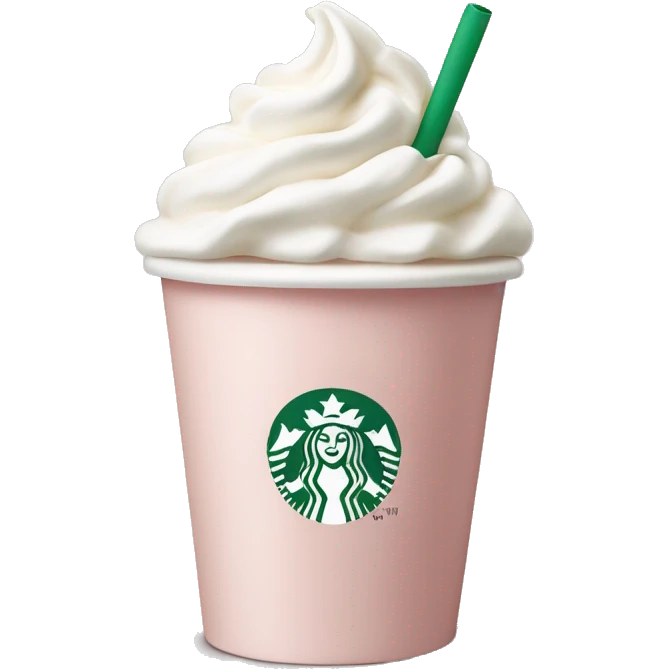 Pale blush pink Starbucks cup with whipped cream  emoji