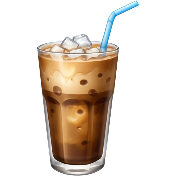 cold coffee light brown color with straw and ice  emoji