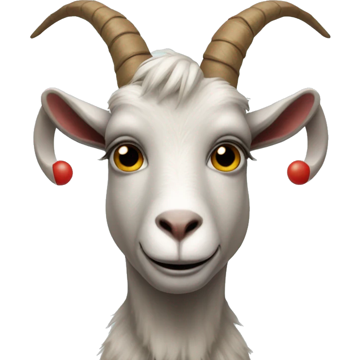 goat with a clown wig and clown makeup looking straight ahead emoji