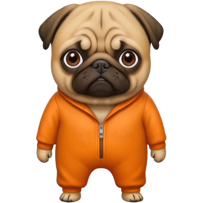 Pug in prison with orange jumpsuit emoji