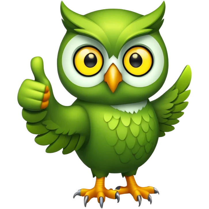 a green owl giving a thumbs up  emoji