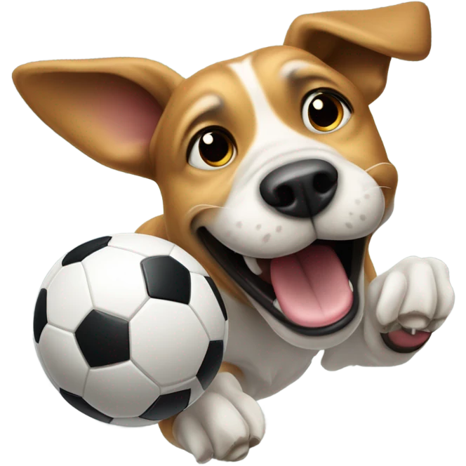 Dog playing soccer emoji